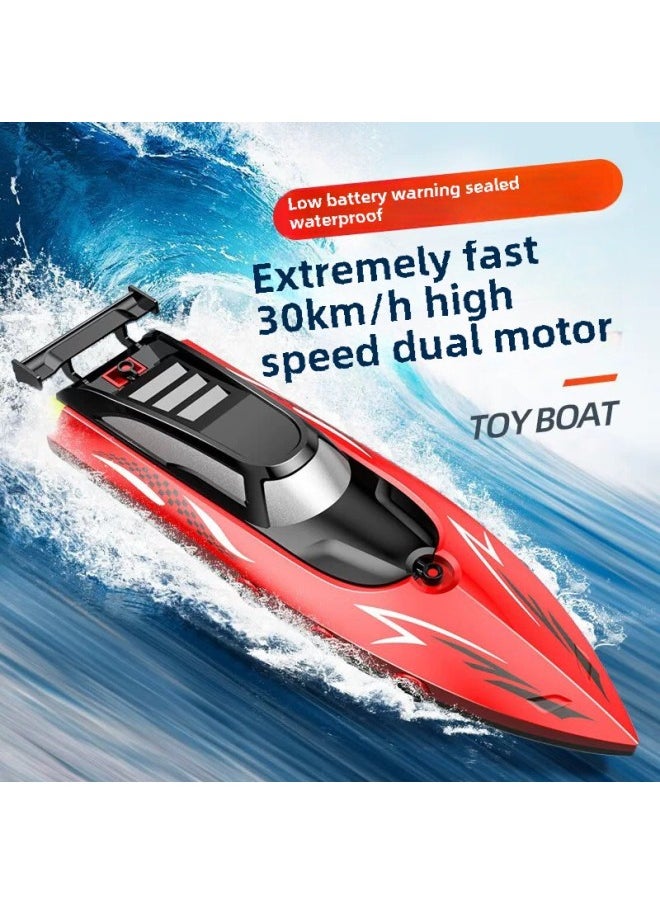 Generic - Children's Super-large Remote Control Boat Charging High-speed Remote Control Speedboat High-horsepower Ship Boy Water Large Toy Model-Color:Red 32cm Double Paddle High Speed Boat Double Waterproof-Specifications:Play With Three Batteries For 90 Minutes + Lifetime Warranty - Image 1