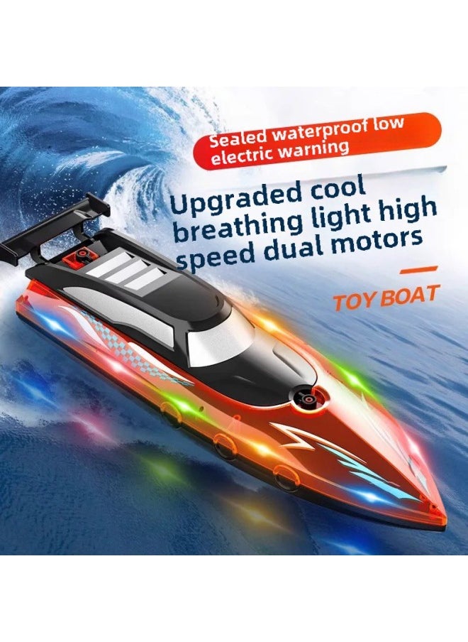 Generic - Children's Super-large Remote Control Boat Charging High-speed Remote Control Speedboat High-horsepower Ship Boy Water Large Toy Model-Color:Red 32cm Double Paddle High Speed Boat Double Waterproof-Specifications:Play With Three Batteries For 90 Minutes + Lifetime Warranty - Image 1