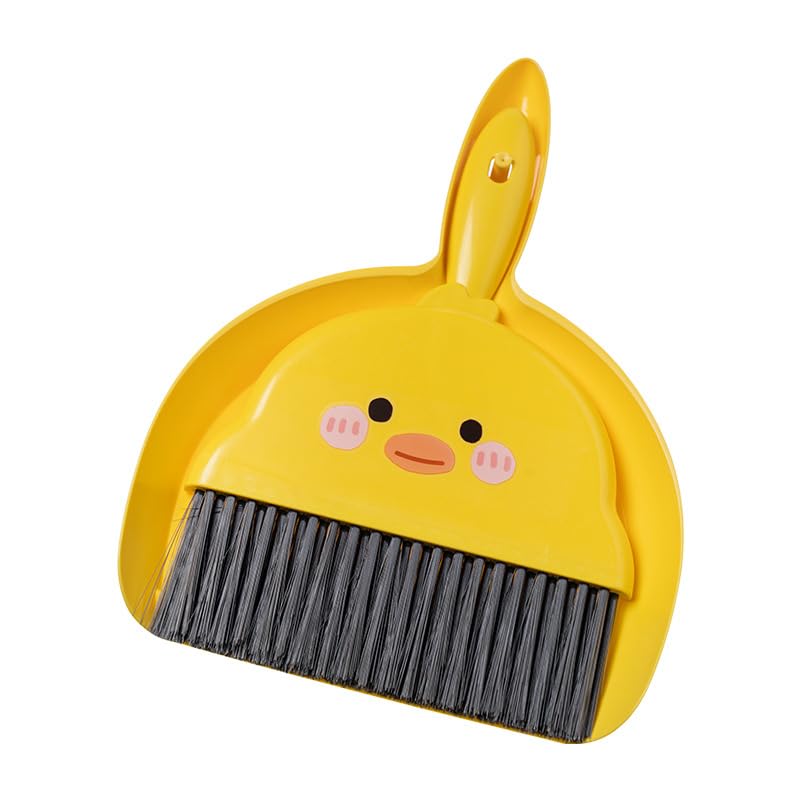 LUOKER Small Broom and Dustpan Set,1pc Dust Pan and Brush Set,Cute Little Yellow Hand Mini Broom and Dustpan Set,Small dust pan Mini for Tabletop Debris,Keyboards&Clean Pet Cages Guinea Pig Cage(Chick) - Image 1