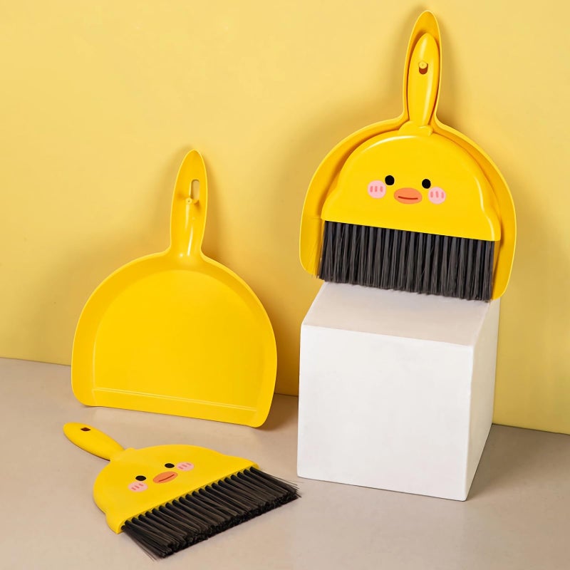 LUOKER Small Broom and Dustpan Set,1pc Dust Pan and Brush Set,Cute Little Yellow Hand Mini Broom and Dustpan Set,Small dust pan Mini for Tabletop Debris,Keyboards&Clean Pet Cages Guinea Pig Cage(Chick) - Image 4
