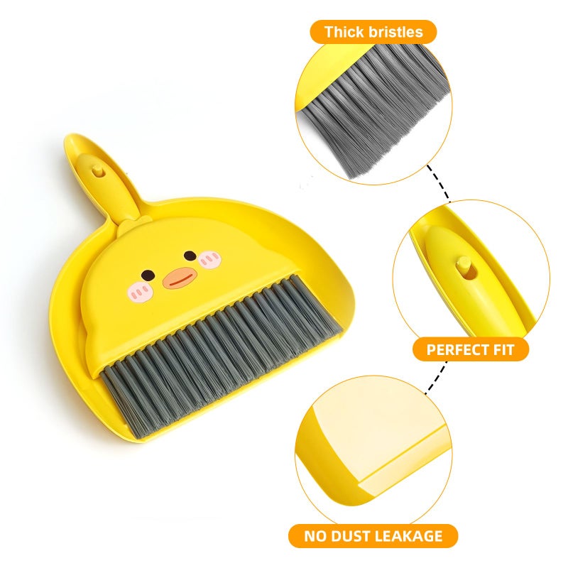 LUOKER Small Broom and Dustpan Set,1pc Dust Pan and Brush Set,Cute Little Yellow Hand Mini Broom and Dustpan Set,Small dust pan Mini for Tabletop Debris,Keyboards&Clean Pet Cages Guinea Pig Cage(Chick) - Image 3