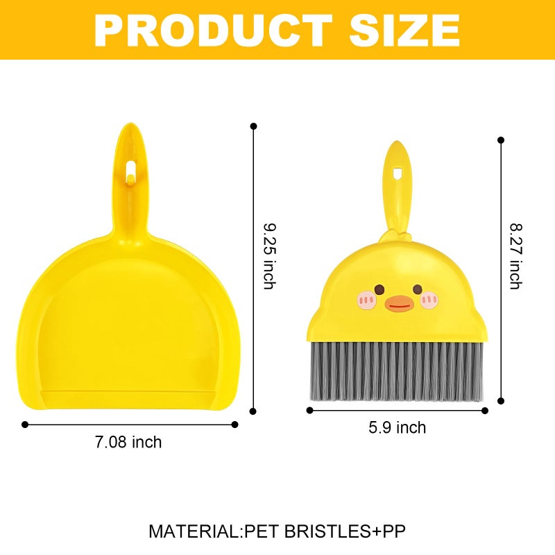 LUOKER Small Broom and Dustpan Set,1pc Dust Pan and Brush Set,Cute Little Yellow Hand Mini Broom and Dustpan Set,Small dust pan Mini for Tabletop Debris,Keyboards&Clean Pet Cages Guinea Pig Cage(Chick) - Image 2