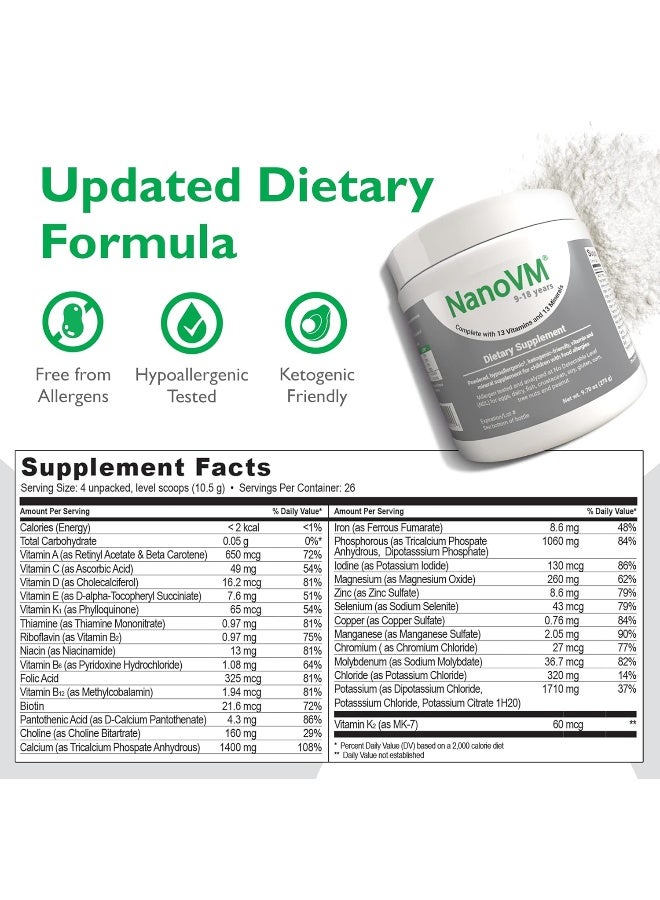 NanoVM Allergen-Free Kids Multivitamin Powder for Ages 9-18 - Image 2