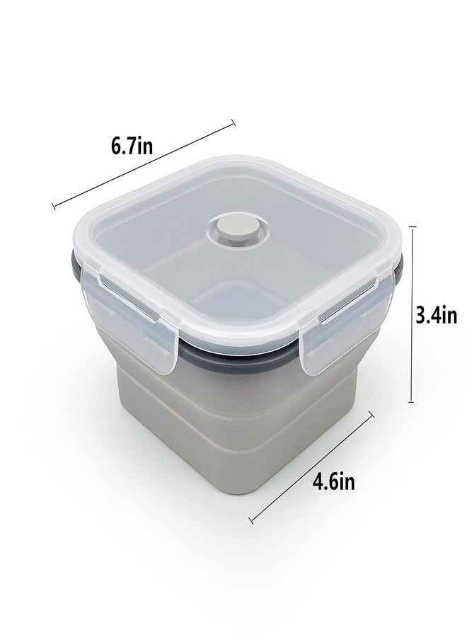 CARTINTS Large 1200ml Collapsible Bowls with Lids, Silicone Food Storage Containers, Space-Saving Meal Prep Containers For Kitchen and Outdoors Camping, Set of 3, Grey - Image 3