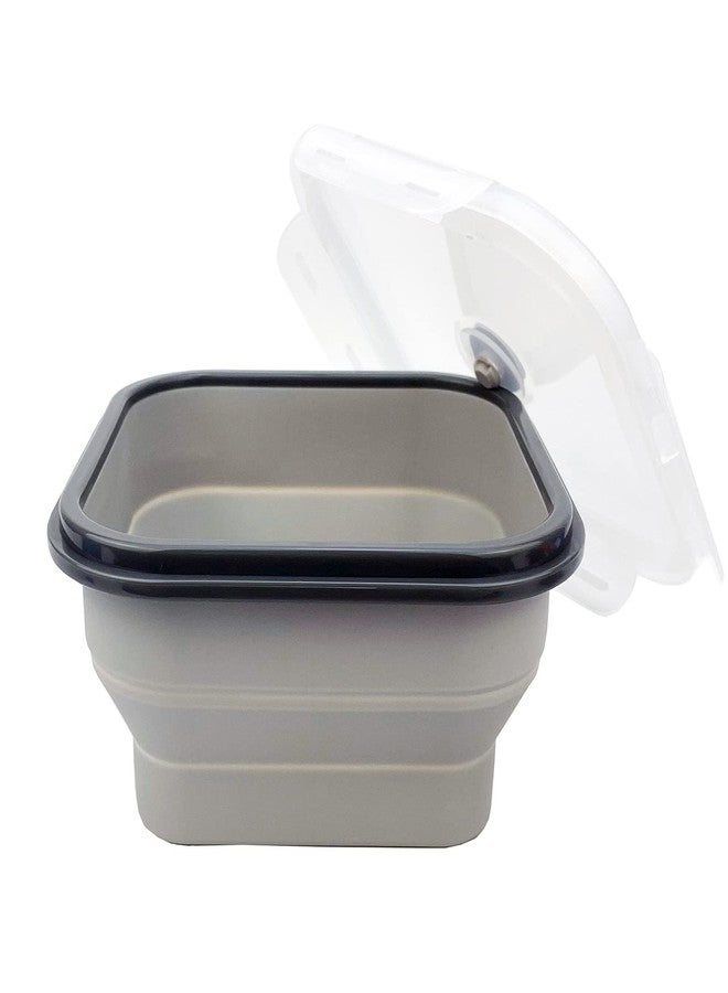 CARTINTS Large 1200ml Collapsible Bowls with Lids, Silicone Food Storage Containers, Space-Saving Meal Prep Containers For Kitchen and Outdoors Camping, Set of 3, Grey - Image 2