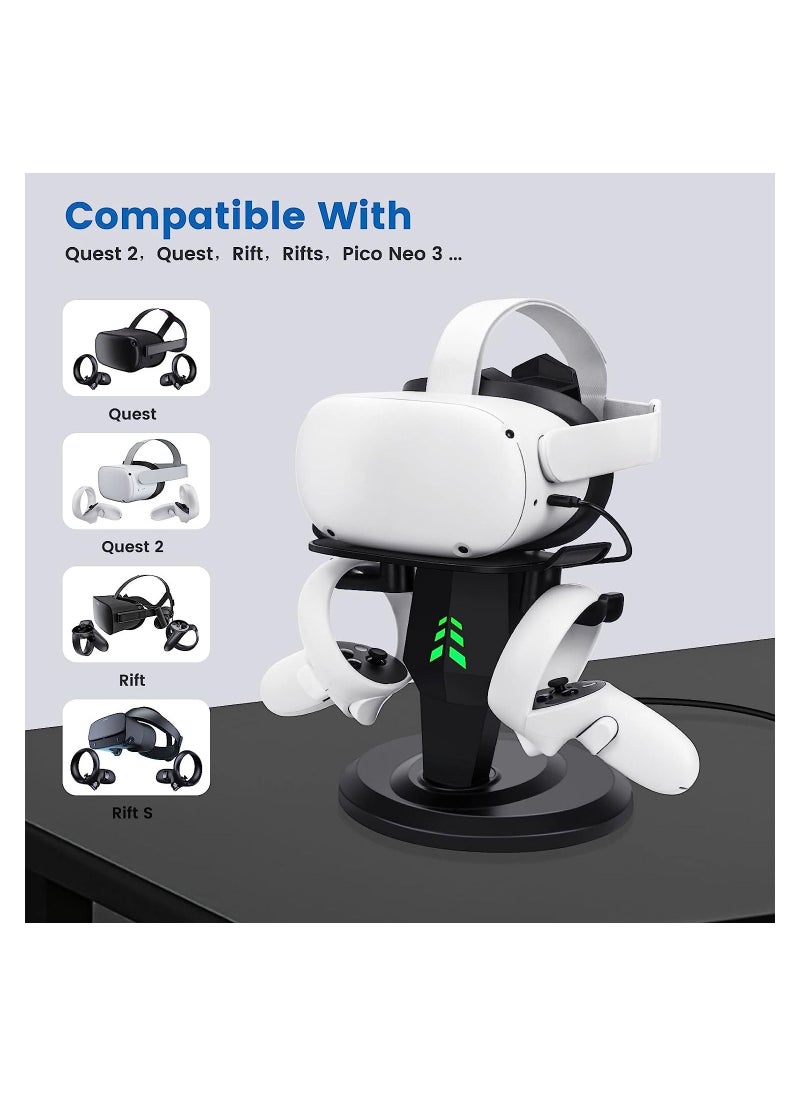 KASTWAVE - VR Stand, VR Headset Charging Dock Display Stand, Touch Controllers Accessories for Oculus Quest, Quest 2,Rift, Rift S, Valve Index, Black - Image 1