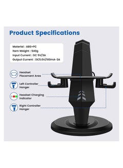 KASTWAVE VR Stand, VR Headset Charging Dock Display Stand, Touch Controllers Accessories for Oculus Quest, Quest 2,Rift, Rift S, Valve Index, Black  - Image 4