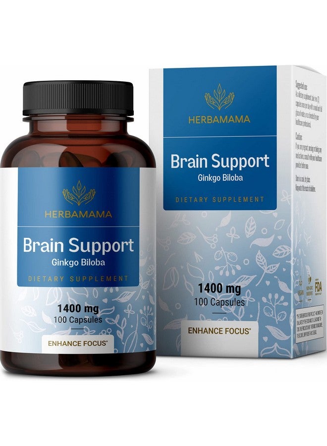 HERBAMAMA Brain Supplement Nootropic Supplement To Support Cognitive Function Memory Mental Focus Energy Natural Nongmo Vegan Formula Ginkgo Biloba Ginseng Bacopa 1400Mg 100 Capsules - Image 2