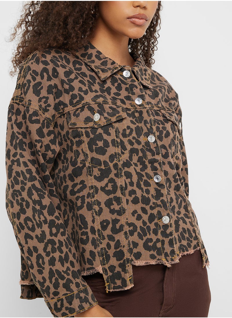Ginger - Leopard Print Cropped Jacket - Image 1