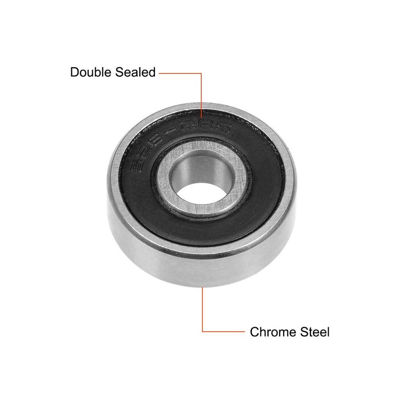 uxcell 626-2RS Deep Groove Ball Bearing 6x19x6mm Double Sealed Chrome Steel Bearings 10-Pack - Image 2