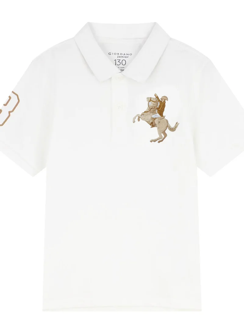 جيوردانو Kid's Cotton Polo with Napoleon Embroidery