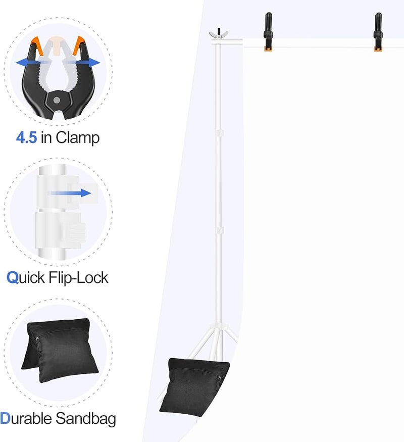 EMART Backdrop Stand 10x8.5ft(HxW),Background Support for Photography,White - Image 5