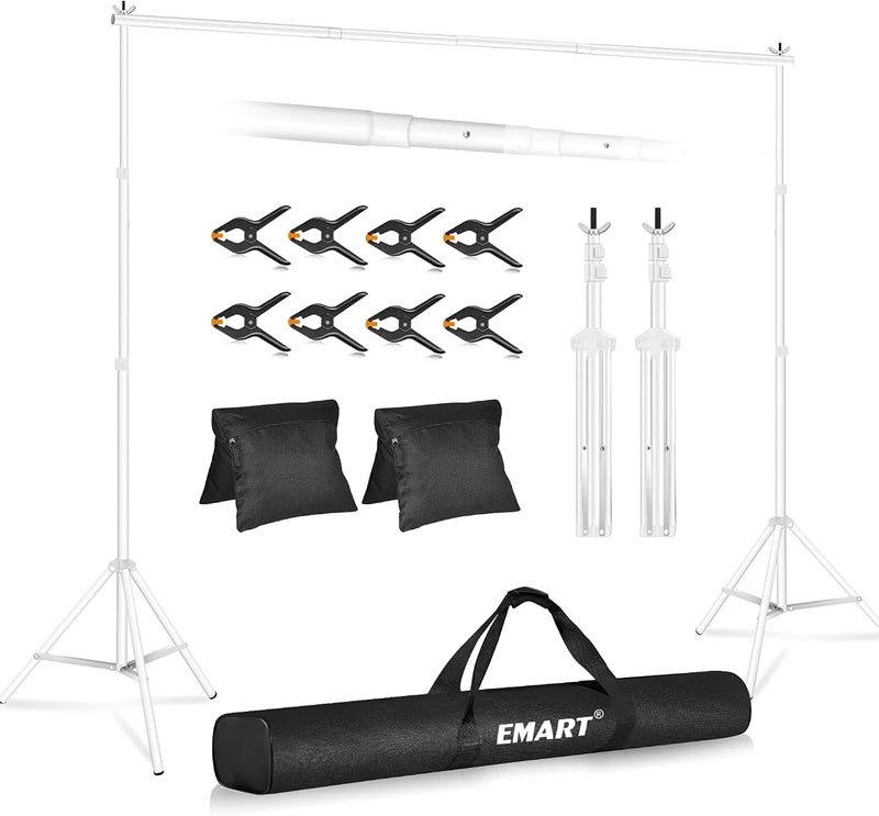 EMART Backdrop Stand 10x8.5ft(HxW),Background Support for Photography,White - Image 1