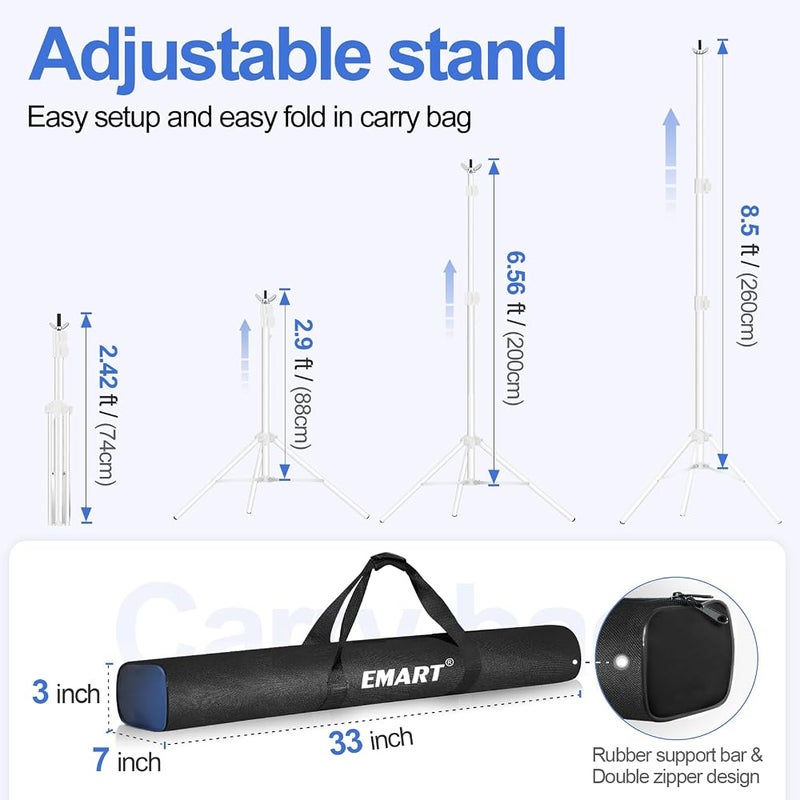 EMART Backdrop Stand 10x8.5ft(HxW),Background Support for Photography,White - Image 3