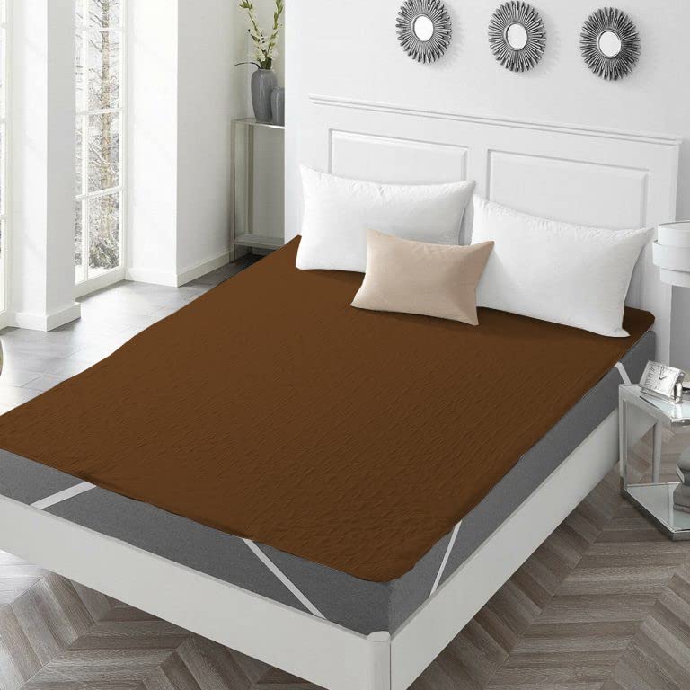 CHICERY Cotton Elastic Strap Quilted Mattress Protector Small Twin Size Water Resistant Breathable Soft and Cool Quilted Bed Cover Elastic Straps on CornersBrownSmall Twin 48x72inch - Image 2