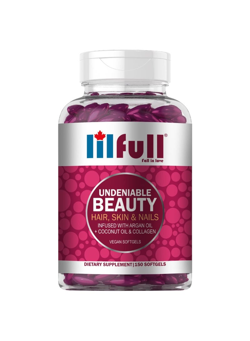 lilfull Hair,Skin & Nail 10000mcg 150 Softgels with Vitamins A, C, D3, E, B1, B2, B6, B9, B12, B7, B5 - Image 1
