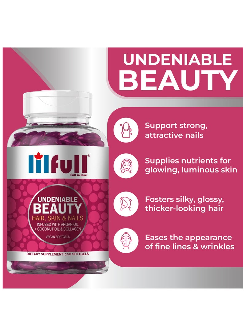 lilfull Hair,Skin & Nail 10000mcg 150 Softgels with Vitamins A, C, D3, E, B1, B2, B6, B9, B12, B7, B5 - Image 4