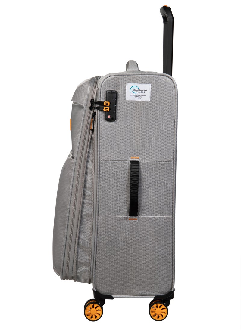 it luggage Eco-Icon, Unisex ECO Polyester Material Soft Case Luggage, 8x360 degree Spinner Wheels, Expandable Trolley Bag, Telescopic Handle, TSA lock, 12-2894E08, Medium suitcase, Color Ash