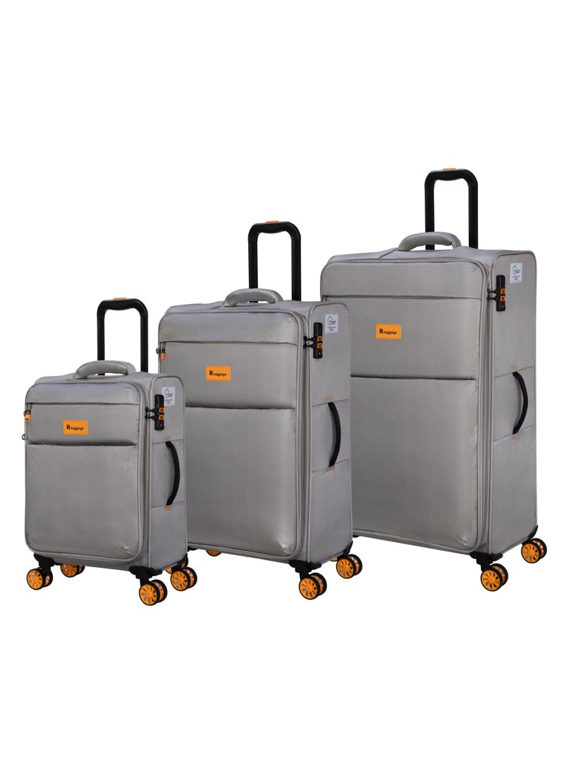 it luggage Eco-Icon, Unisex ECO Polyester Material Soft Case Luggage, 8x360 degree Spinner Wheels, Expandable Trolley Bag, Telescopic Handle, TSA lock, 12-2894E08, Medium suitcase, Color Ash