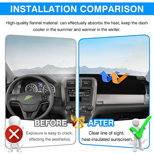 Autorder Dashboard Cover Mat for Honda Civic 1996-2000 Accessories Dash Cover Upgrade Velvet Dash Mat Sunshade Glare UV Rays Protector - Image 3