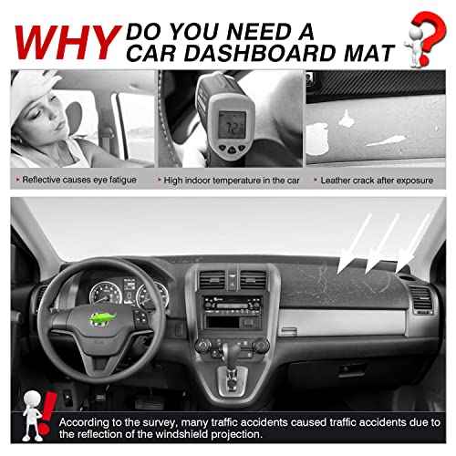 Autorder Dashboard Cover Mat for Honda Civic 1996-2000 Accessories Dash Cover Upgrade Velvet Dash Mat Sunshade Glare UV Rays Protector - Image 2