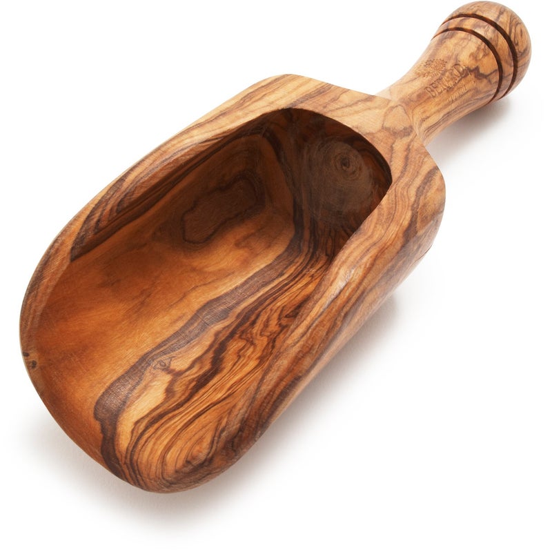 Berard Wooden Scoop for Canisters 7 Inches Olivewood Scooper for Bath Salts Coffee Scoop for Ground Coffee Food Scoop for Popcorn Coffee Bean Flour and Sugar Handcrafted