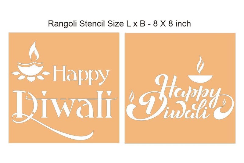 300Sparkles Rangoli Stencil Happy Diwali Festival Floor Decoration Home Office Temple Multipurpose Rangoli Stencils 2 Piece Set 8 X 8 INCH - Image 2