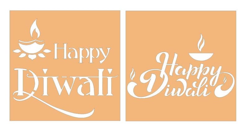300Sparkles Rangoli Stencil Happy Diwali Festival Floor Decoration Home Office Temple Multipurpose Rangoli Stencils 2 Piece Set 8 X 8 INCH - Image 1