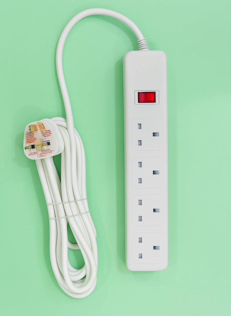 جونيو مشترك كهربائي GONEO رباعي المنافذ مع زر تحكم – كابل 3 متر، حماية من الحمل الزائد، قفل أمان، قدرة حتى 13 أمبير (موديل EA1040-30) - Image 3