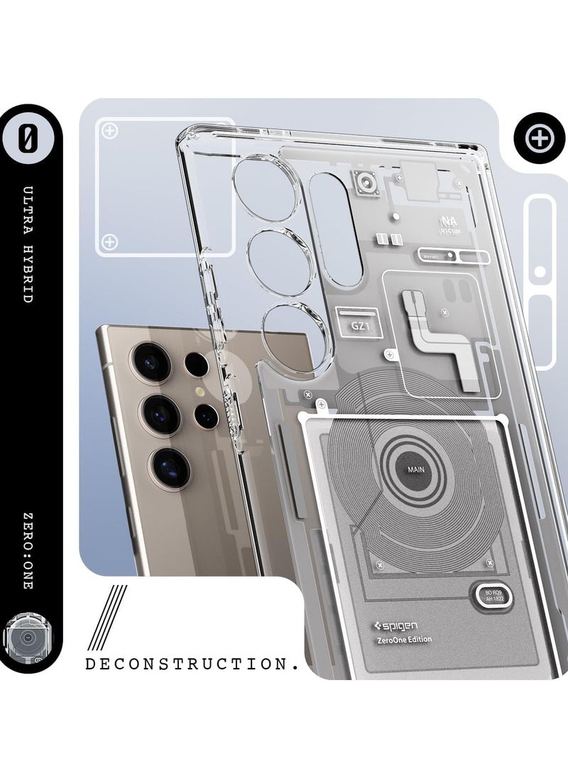 Generic - Compatible With Samsung Galaxy S24 Ultra Ultra Hybrid Case Designed (Zero One White) - Image 1