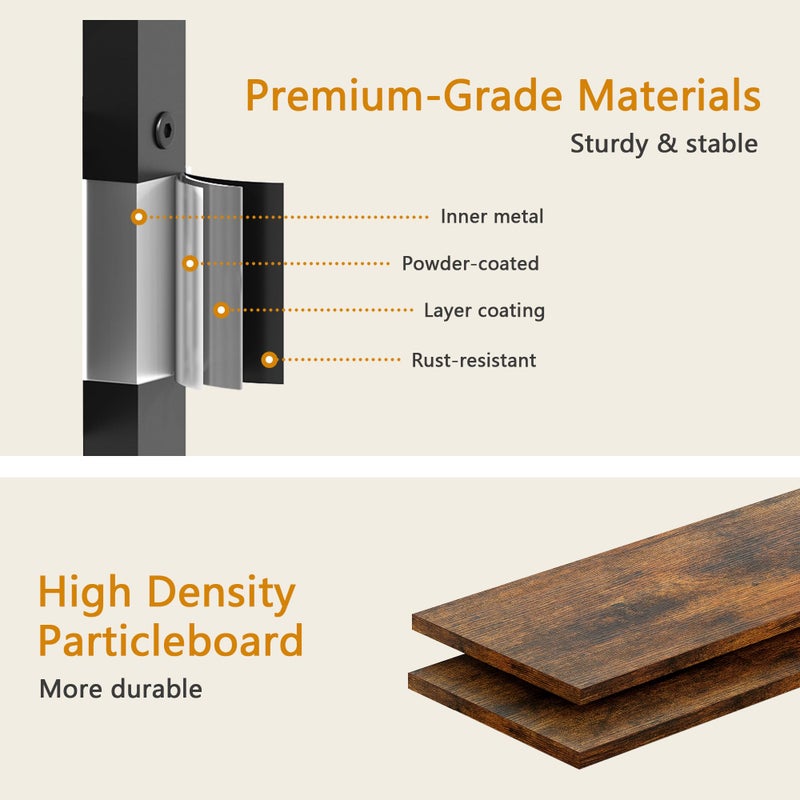 Gewudraw 3-Tier Narrow Ladder Shelf with Drawer, Bathroom Table Stand for Small Space, Narrow Bathroom Standing Shelves with Storage for Living Room Bedroom Kitchen, Organizer Shelf, Rustic Brown - Image 4