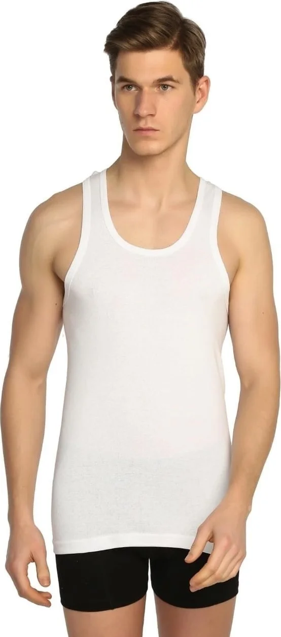 توتكو Men's White Cotton Classic Strappy Undershirt 3 Pack 0101