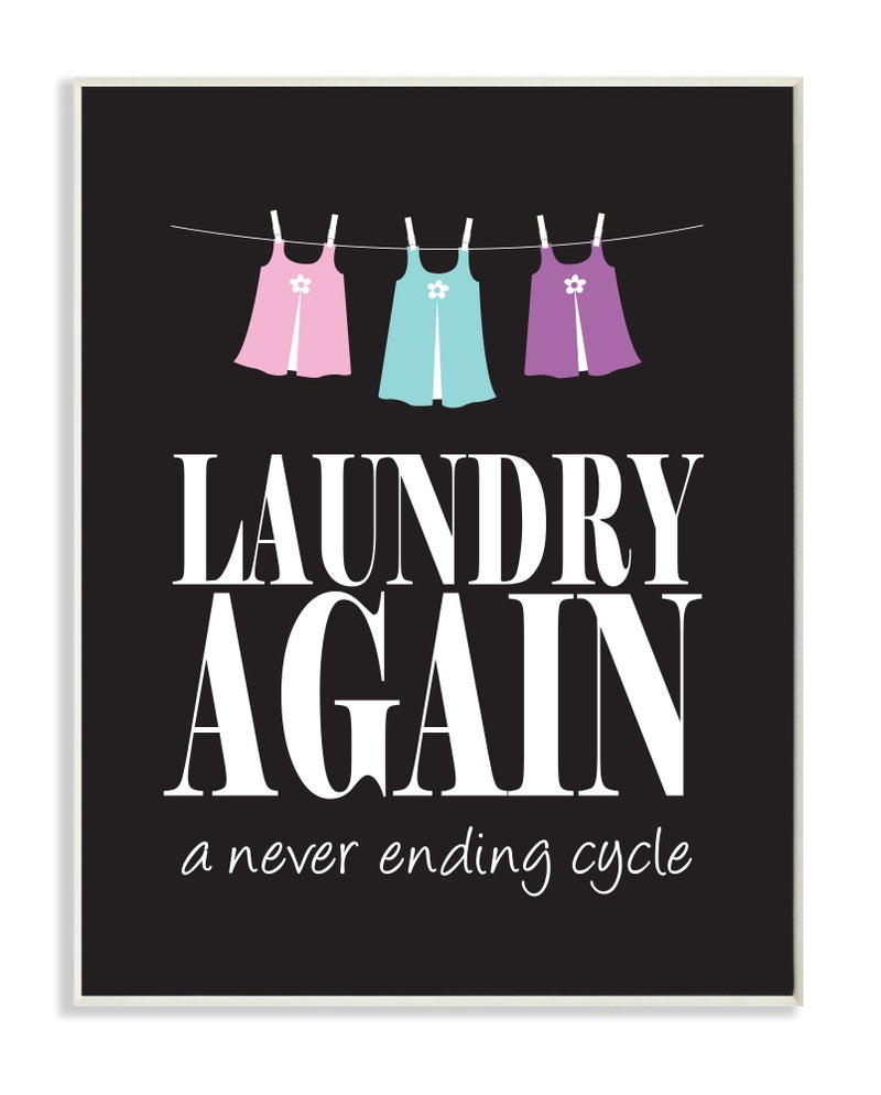 Stupell Industries Stupell Home Décor Laundry Again with Line Wall Plaque Art, 10 x 0.5 x 15, Proudly Made in USA - Image 2