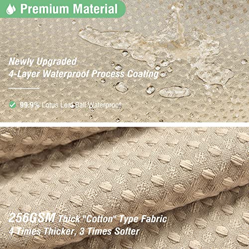 Dynamene Extra Long Shower Curtain,84 Inch Long Beige Waffle Weave Weighted Thick Fabric Bathroom Shower Curtain, Neutral Large Hotel Bath Curtain Set with 12 Plastic Hooks,72x84,Beige/Khaki - Image 4
