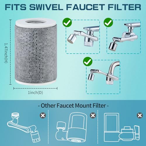 CECEFIN Carbon-Fiber Faucet Extender Aerator-Water-Filter - 4pcs 1um Micro-Porous Chlorine Purifier, High Density Sediment Filtration, 1"(D)*1.47"(H) Filtered Cartridge for CECEFIN Swivel Aerator - Image 2