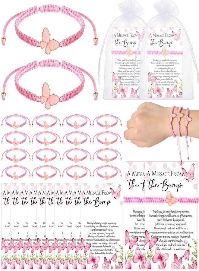 Ferreve 25 Sets Baby Shower Butterfly Party Favors for Guests Butterfly Bracelets Adjustable Wish Bracelets a Message from The Bump Card Baby Shower Return Gift for Gender Reveal - Image 1