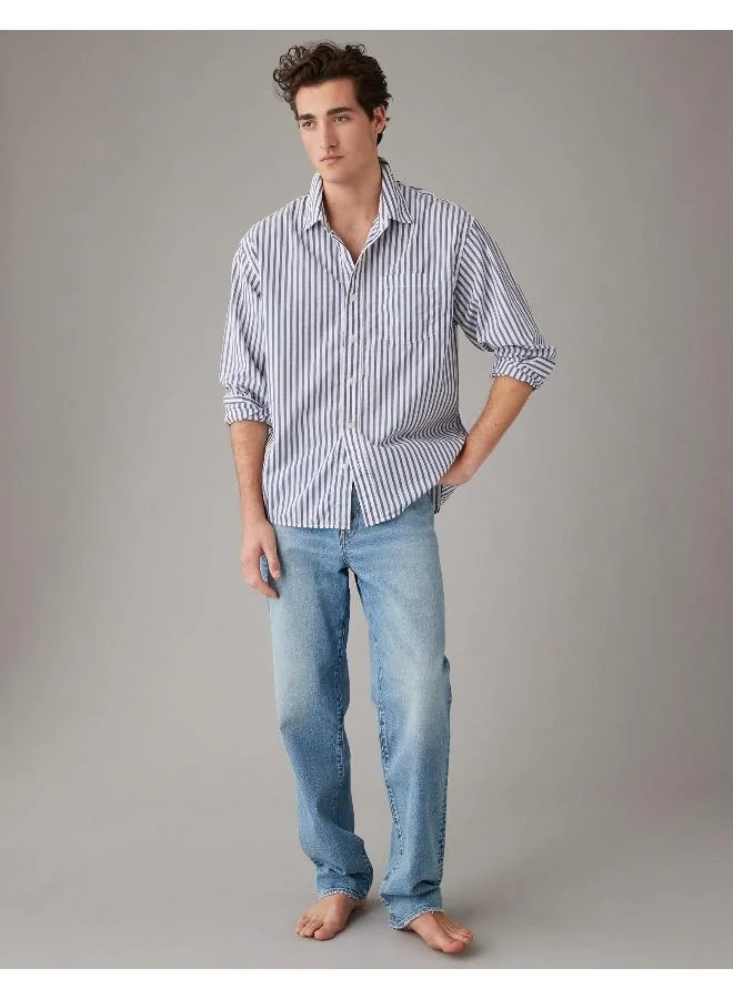 American Eagle AE Everyday Poplin Striped Button-Up Shirt
