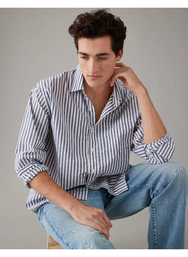 American Eagle AE Everyday Poplin Striped Button-Up Shirt