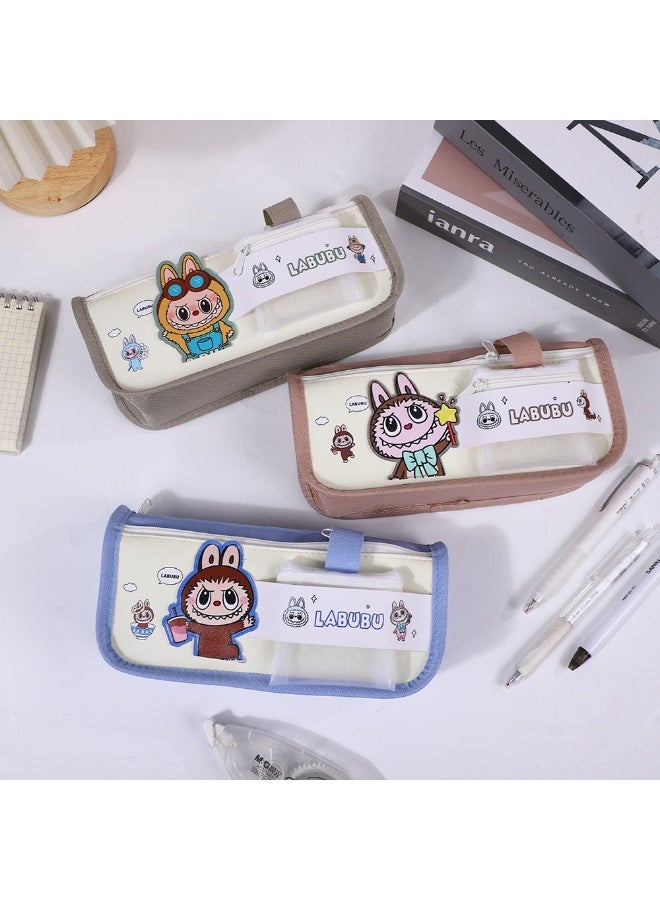 لابوبو حافظة أقلام LABUBU كبيرة السعة، حقيبة أقلام بسحاب، أدوات مكتبية كاواي - Image 4