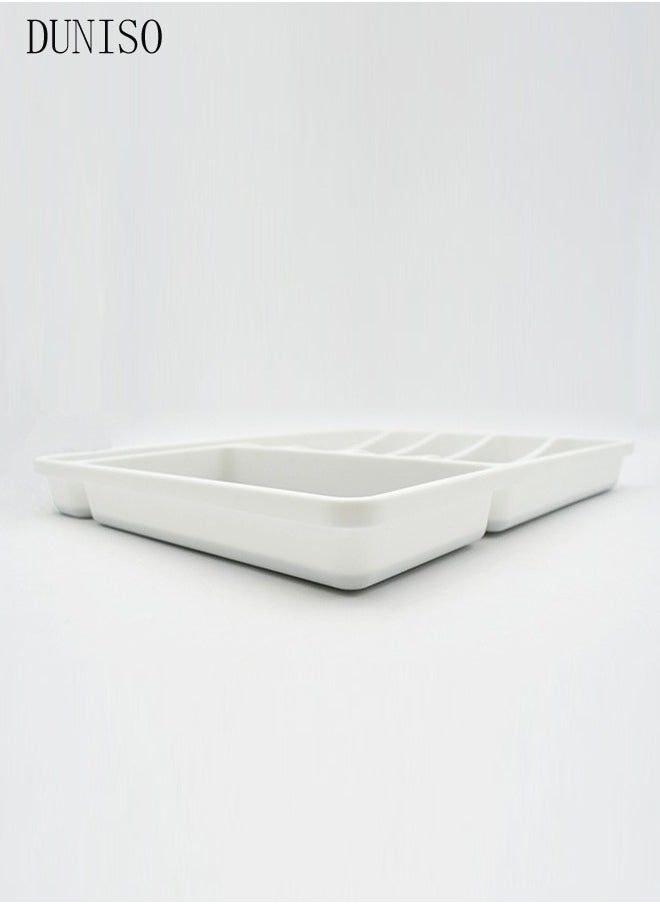 Silverware Drawer Organizer,Plastic Cutlery Tray,6 Compartment Flatware Cutlery Holder，Sturdy And Durable，Suitable For Kitchen, Office, Bathroom,40*32*4.5cm
