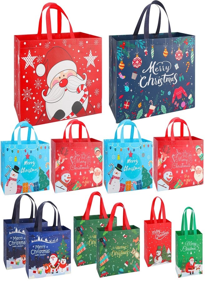 YALTOON Christmas Gift Bags Assorted Sizes, Extra Large/Medium/Small 12PC Christmas Tote Bags with Handles, Heavy Duty Non-Woven Christmas Shopping Bags, Party Favor Bags, Large Holiday Bags for Presents Bulk - Image 1