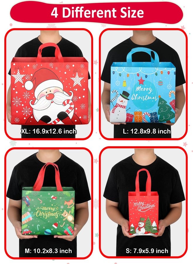 YALTOON Christmas Gift Bags Assorted Sizes, Extra Large/Medium/Small 12PC Christmas Tote Bags with Handles, Heavy Duty Non-Woven Christmas Shopping Bags, Party Favor Bags, Large Holiday Bags for Presents Bulk - Image 3