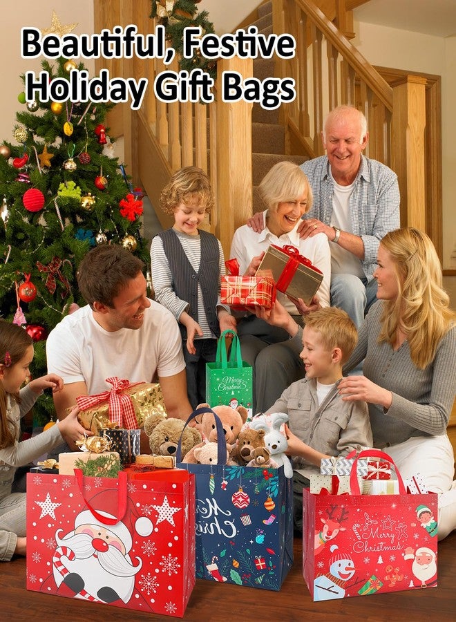 YALTOON Christmas Gift Bags Assorted Sizes, Extra Large/Medium/Small 12PC Christmas Tote Bags with Handles, Heavy Duty Non-Woven Christmas Shopping Bags, Party Favor Bags, Large Holiday Bags for Presents Bulk - Image 5