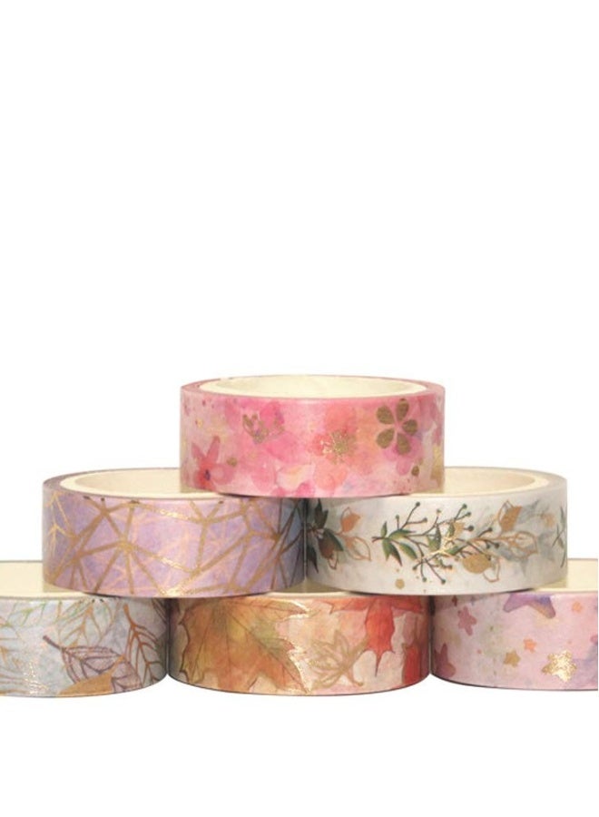 مجموعة شريط لاصق مزخرف من الذهب، 6 لفات، شريط لاصق للفنون الزخرفية، الحرف اليدوية، المجلات، التخطيط، وتغليف الهدايا 15 مم - Image 4