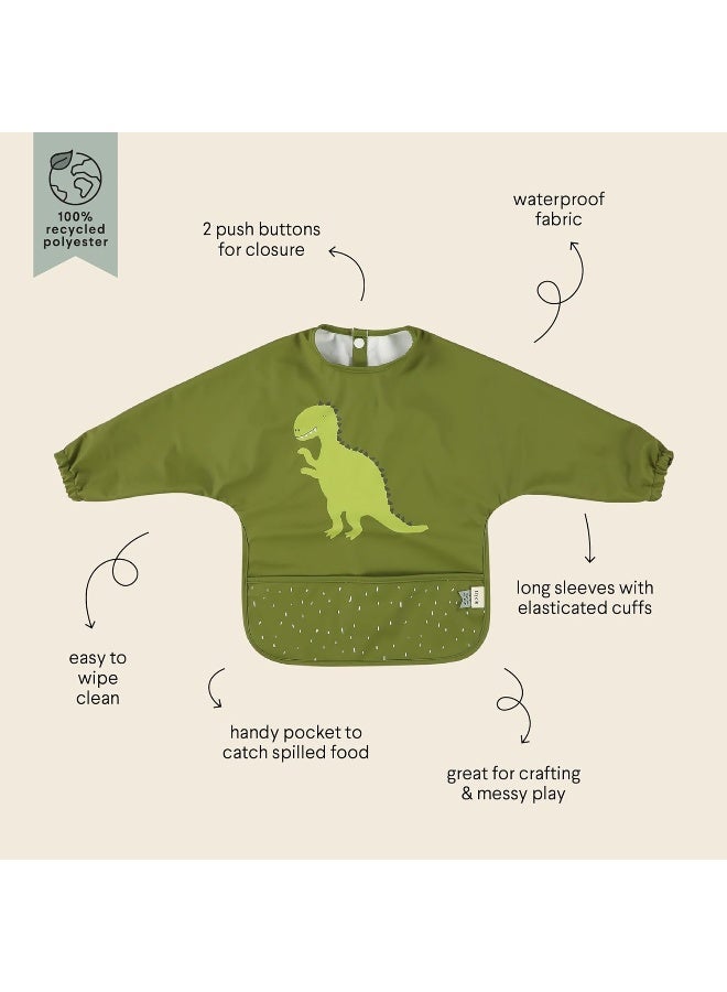 Trixie Waterproof Long Sleeve Bib With Pocket , Mr. Dino - Image 2