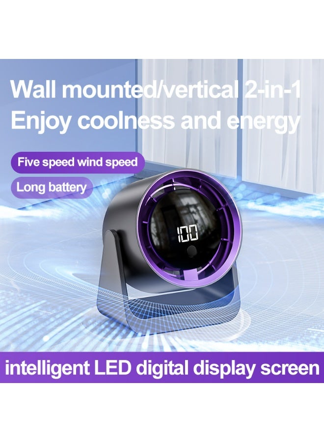 باندا مروحة سطح المكتب، مروحة مكتب صغيرة محمولة عالية السرعة مع شاشة LED، مؤقت 3/6/9 ساعات، 5 مستويات، 100 سرعة رياح، مناسبة للمكتب والمنزل والسكن والسفر (أرجواني) - Image 5