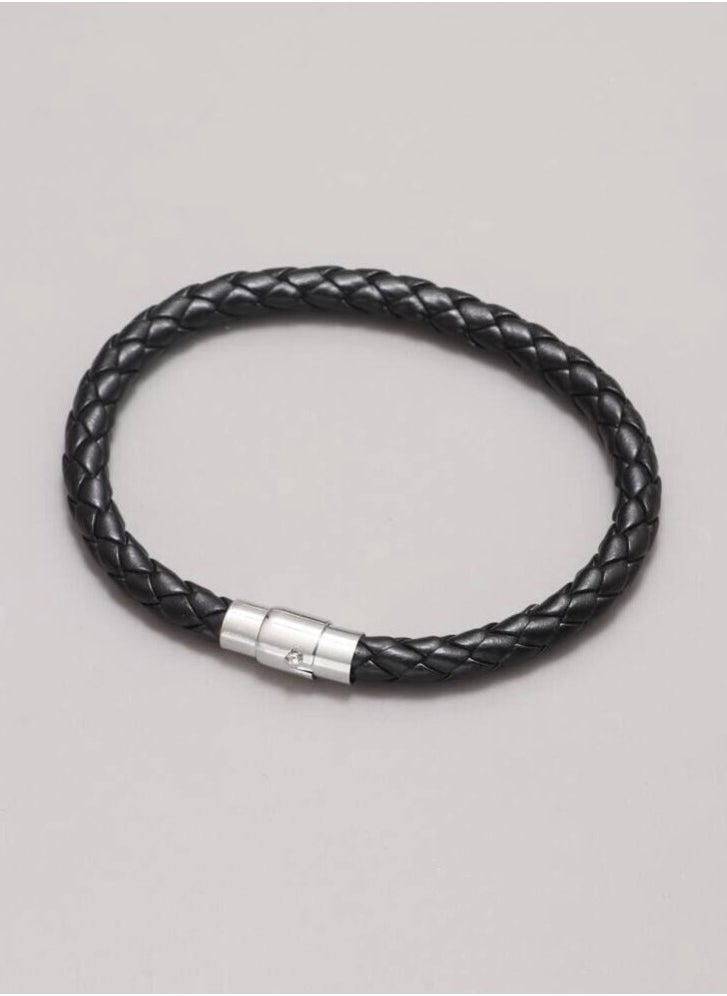JewelryLand - Men’s Black Bracelet Made Of High Quality PU Leather - Image 1