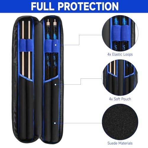 Jaffzora Pool Cue Case 2x2, Pool Stick Carrying Case Holds 2 Butts and 2 Shafts, Soft Billiard Cue Bag with Shoulder Straps, Black (Bag Only) - Image 2