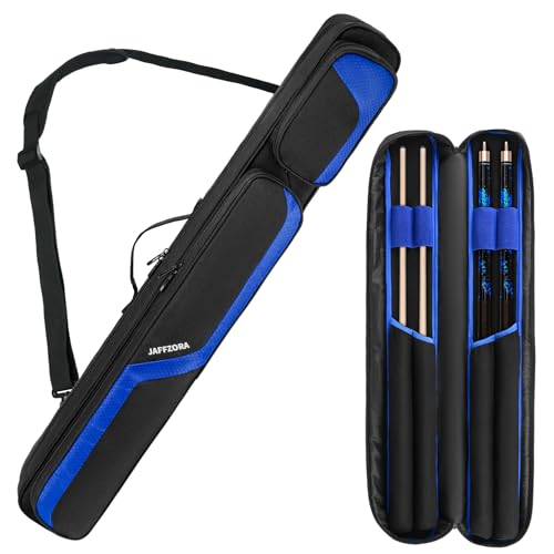 Jaffzora Pool Cue Case 2x2, Pool Stick Carrying Case Holds 2 Butts and 2 Shafts, Soft Billiard Cue Bag with Shoulder Straps, Black (Bag Only) - Image 1
