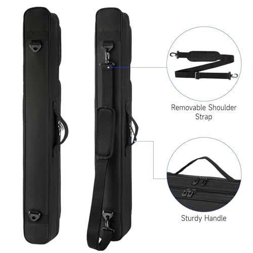 Jaffzora Pool Cue Case 2x2, Pool Stick Carrying Case Holds 2 Butts and 2 Shafts, Soft Billiard Cue Bag with Shoulder Straps, Black (Bag Only) - Image 5